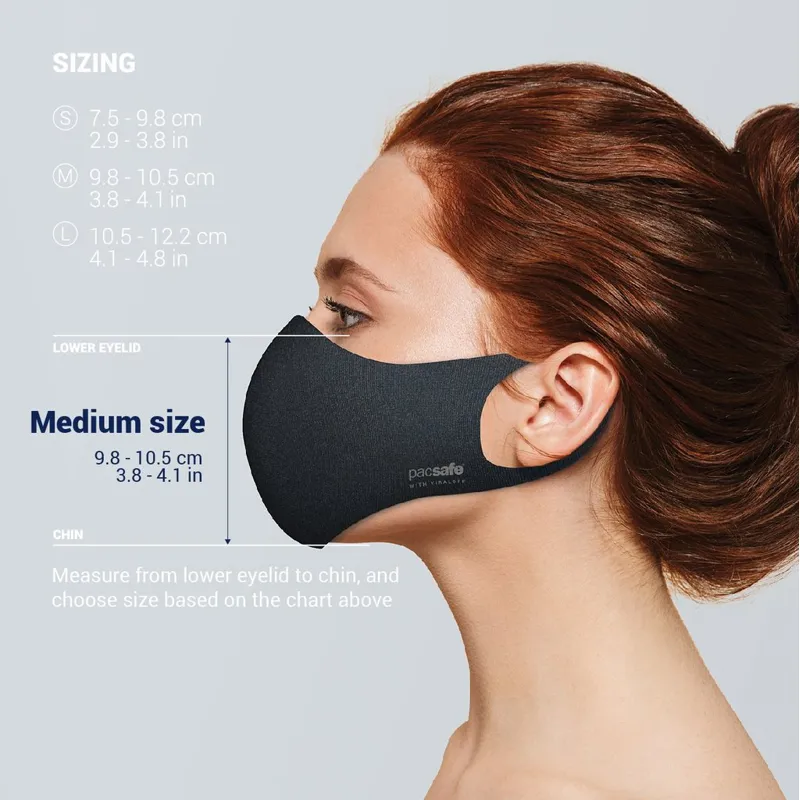 Pacsafe Protective and Reusable ViralOff Face Mask Black-8