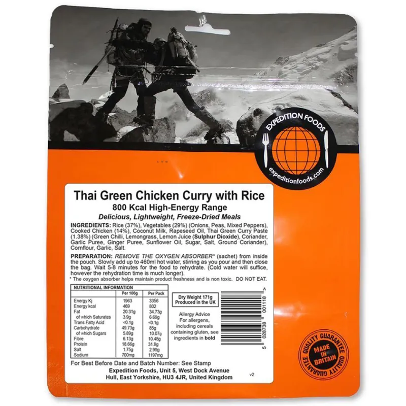 Expedition Foods Thai Green Chicken Curry Rice 800kcal