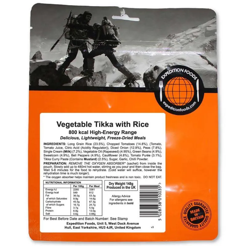 Expedition Foods Vegetable Tikka Rice 800kcal