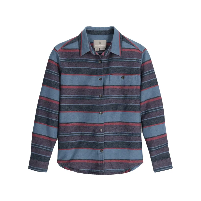 Royal Robbins Women's Clouds Rest Hemp LS Shirt Sea Pacfic Crest Stripe