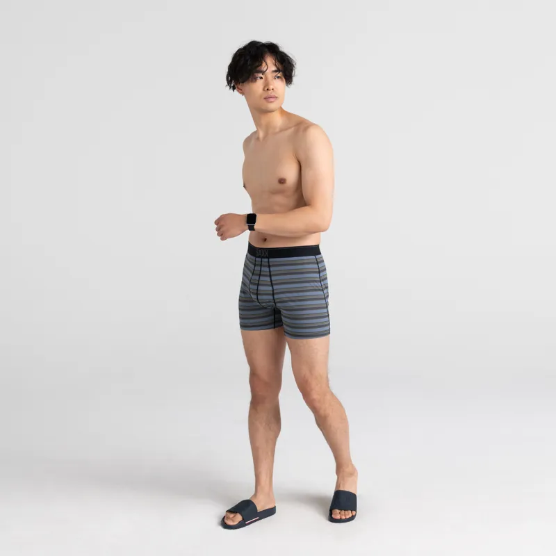 Saxx Men's Quest Quick Dry Mesh Boxer Brief Fly 2pk Sunrise Stripe / Black-2