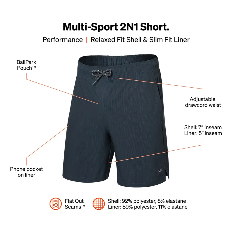 Saxx Men's Multi Sport Two in One Shorts Striation Slub-6
